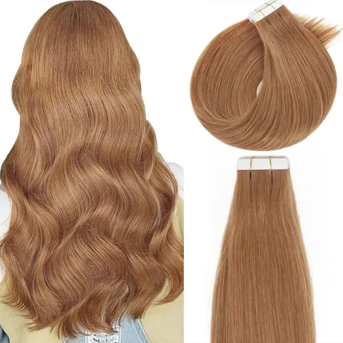 Vista 22 de Lacer Extensiones de cabello humano adhesivas de 12 pulgadas, cinta adhesiva de doble cara para extensiones de cabello de trama cutánea, 20