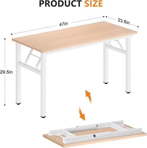 Vista 199 de DlandHome Escritorio plegable pequeño de 31.5 pulgadas, escritorio de computadora para oficina en casa, mesa plegable para espacios pequeños,