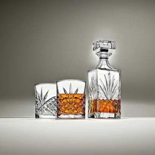 Vista 5 de Juego de decantador de whisky Lefonte con 2 vasos estilo antiguo para licor, whisky escocés, bourbon o vino - corte irlandés