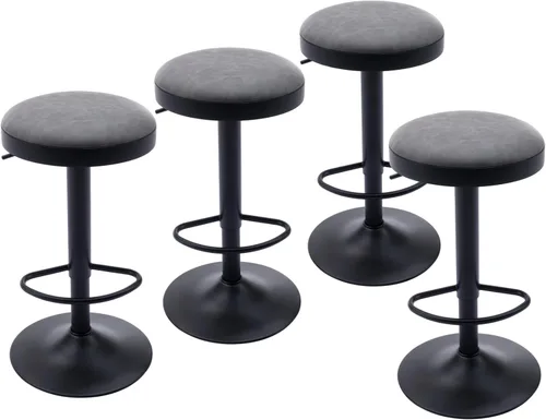 Vista 10 de CIMOTA Juego de 2 taburetes de bar redondos giratorios con espalda descubierta ajustable, taburete de bar moderno industrial para cocina, hogar