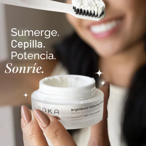 Vista 5 de Polvo Blanqueador de Dientes Boka - Nano Hidroxiapatita, Apto para Dientes Sensibles, Blanqueador - Alternativa a la Pasta de Dientes con Aceites
