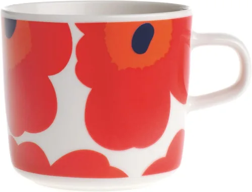 Vista 8 de MARIMEKKO Oiva Unikko - Taza grande, refina la decoración de tu cocina con nuestro icónico gres blanco, elegantes tazas de café de porcelana