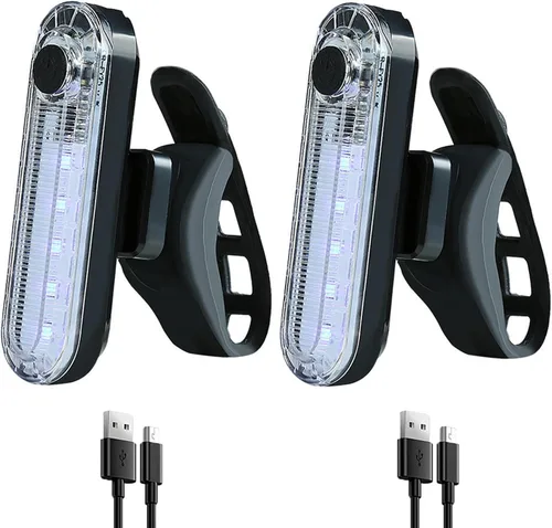 Vista 9 de Paquete de 2 luces LED recargables por USB para bicicleta, luz trasera de bicicleta, reflector, luz de seguridad, impermeable, brillante, luz