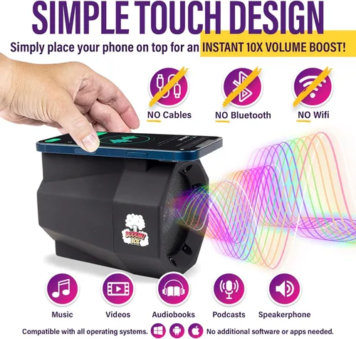 Vista 2 de Mad Man Amplificador de Volumen de Teléfono Potenciador de Sonido - Sin Bluetooth o Cables, Coloca el Smartphone sobre el Altavoz para Amplificar