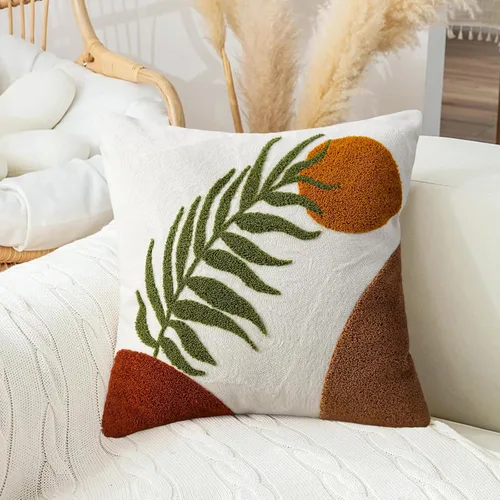 Vista 23 de Merrycolor Fundas de almohada bohemias de 20 x 20 pulgadas, copetudas, modernas de mediados de siglo, fundas de almohada abstractas de hojas Boho-a2