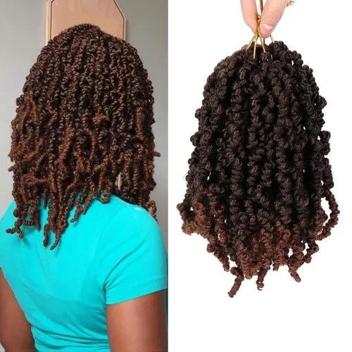Vista 13 de Dorsanee Extensiones de cabello sintético corto estilo Bob Spring Twist de 6 pulgadas, 6 paquetes de extensiones de cabello sintético pretrenzado