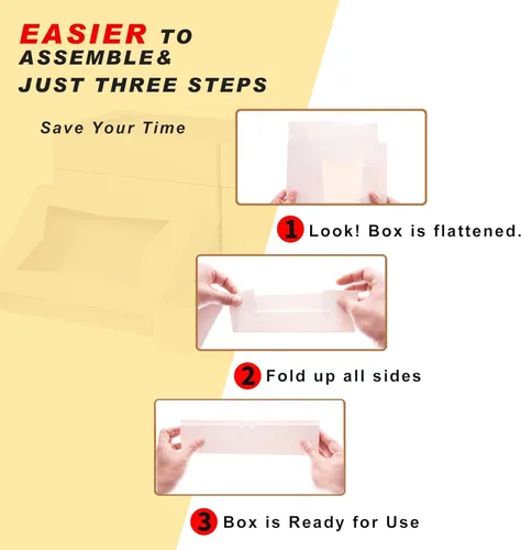 Vista 7 de Yeplan Paquete de 10 cajas de panadería con ventana, cajas de galletas de 12 x 8 x 2.5 pulgadas, cajas blancas para donas, magdalenas, tartas