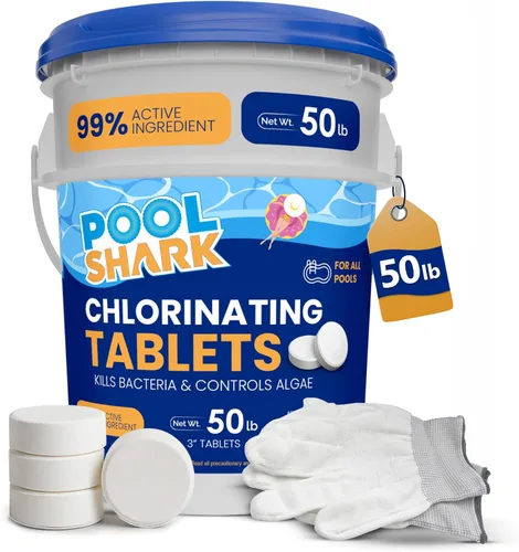 Vista 12 de Pool Shark Tabletas de Cloro para Piscina - Tabletas de Cloro de 3 Pulgadas - Pastillas de Cloro Activas al 90% de Disolución Lenta - Productos
