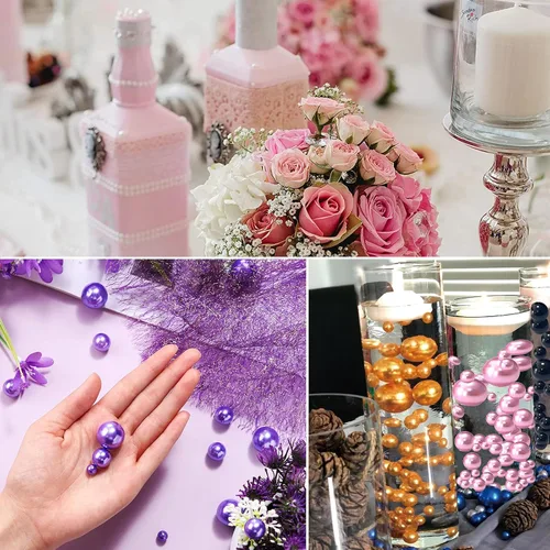 Vista 4 de 100 Piezas de Perlas Flotantes Sin Agujero para Jarrones y 500 PIEZAS para Flotar, Cuentas Flotantes para Centro de Mesa, Decoración del Hogar, Mesa