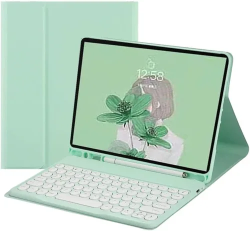 Vista 17 de Funda de teclado con teclas redondas y bonitas para iPad de 10.2" 9ª generación/8ª generación/7ª generación, para iPad Pro 10.5 / Air 3ª