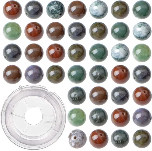 Vista 22 de 100 cuentas redondas sueltas de ónix negro natural de 0.315 pulgadas para fabricación de joyas con cordón elástico de cristal