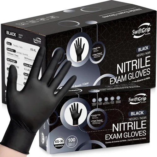Vista 10 de SwiftGrip Disposable Nitrile Exam Gloves, Black Nitrile Gloves Disposable Latex Free for Medical, Cooking & Esthetician