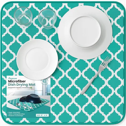 Vista 9 de Tapete de secado de platos, tapete de microfibra para encimera de cocina, súper absorbente y de secado rápido para platos, utensilios, ollas