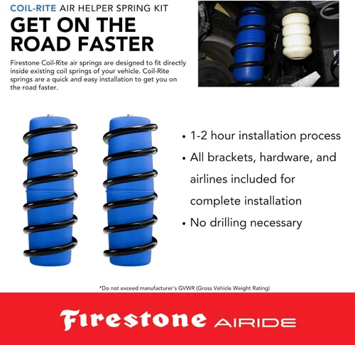 Vista 4 de Firestone Airide 4135 Coil-Rite - Kit de resortes neumáticos traseros para FJ Cruiser 2007-2014 y 4Runner 1998-2025 3-35 PSI Capacidad de carga