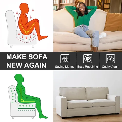 Vista 7 de HAVARGO Juego de 3 cojines de sofá para asiento caído de 20 x 20 x 2 pulgadas, soporte de cojín de espuma de alta densidad con tela de malla