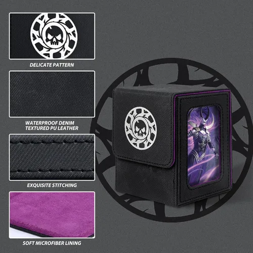 Vista 4 de Caja para baraja de cartas Infinity Guard para MTG con pantalla para comandante para más de 100 cartas con doble funda, caja de almacenamiento