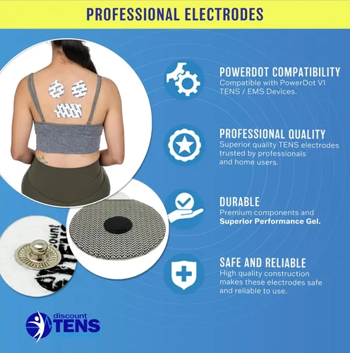 Vista 4 de Discount TENS Brand PowerDot 1.0 Almohadillas de electrodo de repuesto compatibles, paquete de 12