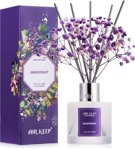 Vista 30 de Airkeep Juego de difusor de varillas – 3.38 onzas líquidas (3.4 fl oz), difusor de aroma de bambú para el hogar, incluye 8 varillas difusoras