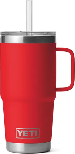 Vista 77 de YETI Rambler - Vaso de 25 onzas con asa y tapa con popote, vaso de viaje para agua, vaso aislado al vacío con asa, acero inoxidable, apicultor