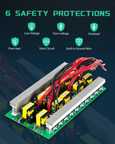 Vista 5 de Inversor de corriente de onda sinusoidal pura de 5000 W 48 V de 48 V CC a 110 V CA con control remoto inalámbrico, pantalla LCD, 4 salidas de CA, 1
