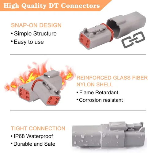 Vista 2 de 6 Kits DT Kit de conectores 2 3 4 6 8 12 pines con tamaño 16 contactos estampados IP68 impermeable automotriz conectores eléctricos enchufe