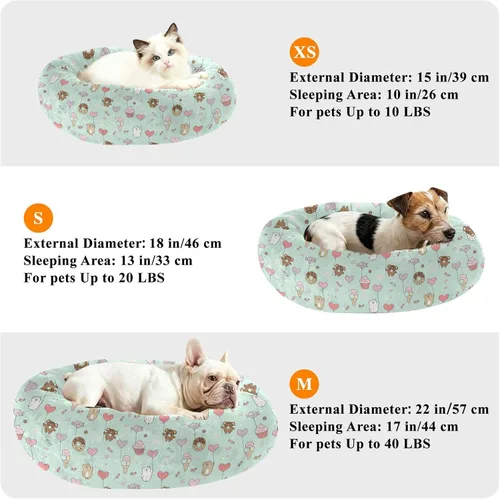 Vista 6 de Pet Dog Bed Calming Anti Anxiety Fluffy Cat Cave Bed for Extra Small Size Pets Supplies XS Cute Animals with Sweets