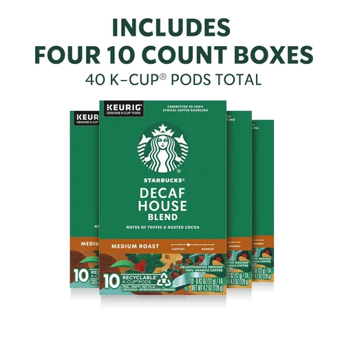 Vista 2 de Starbucks Cápsulas de café K-Cup, café caliente o helado de tostado medio, mezcla de casa descafeinada, 40 cápsulas Keurig