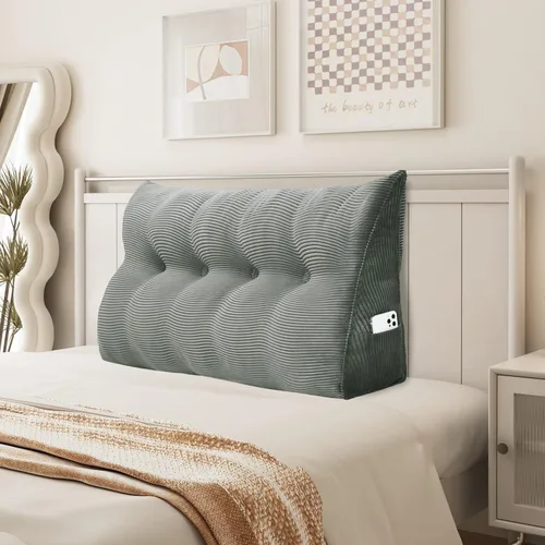 Vista 15 de Almohada de cuña para sentarse en la cama, almohada de lectura para adultos, soporte para respaldo, almohada de cabecero, sofá cama, cojín de Negro