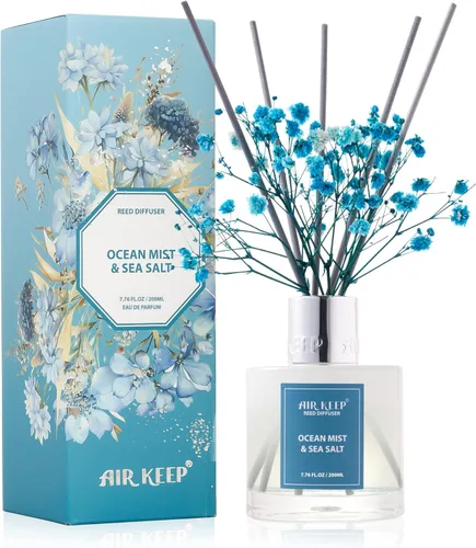 Vista 22 de Airkeep Juego de difusor de varillas – 3.38 onzas líquidas (3.4 fl oz), difusor de aroma de bambú para el hogar, incluye 8 varillas difusoras