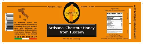 Vista 5 de Giannetti Artisans Miel de castaño sin pasteurizar de Toscana, Italia - Tarros de 8.8 oz y 17.63 oz producidos artesanalmente
