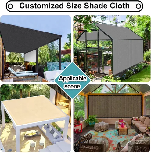 Vista 8 de Shade&Beyond - Tela de sombra con 90% de protección solar y ojales, toldo para pérgola, protector solar de lona de malla para patio, exteriores, Moca