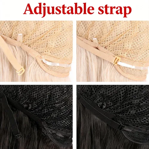 Vista 5 de MapofBeauty - Peluca sintética larga especial para mujer, de 28 pulgadas (70 cm), cabello lacio, color negro