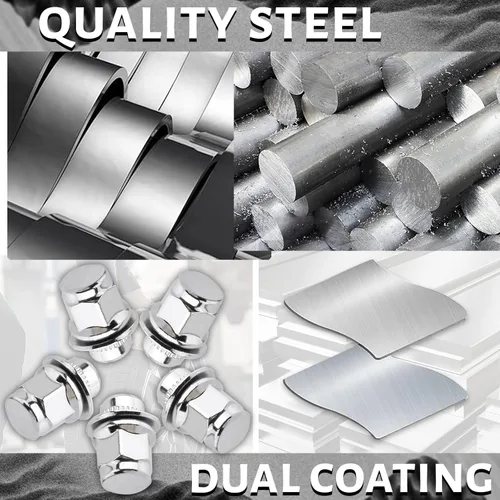 Vista 4 de Pernos de llanta M12x1.25 con base plana mag, 20 piezas de 13/16 pulgadas, hexagonales, 1.46 x 1.18, cromadas