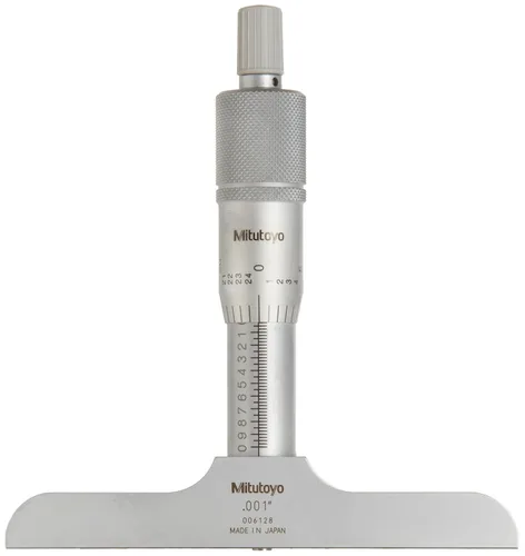 Vista 2 de Calibrador de profundidad Mitutoyo Series 128 Vernier, varillas intercambiables, tipo micrómetro, rango de 0 a 1 pulgada, 1