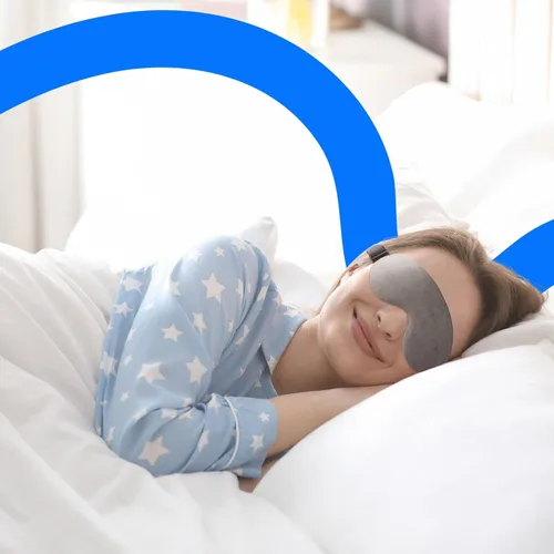 Vista 3 de Ocushield Máscara de ojos para mejorar el sueño Bambú pesado y opaco Tratamiento de calefacción y enfriamiento desmontable