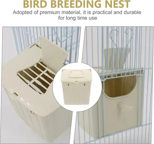 Vista 3 de TEHAUX Bird Nest Breeding Box, Plastic Finch Nest House Hanging Bird Hut Parakeet Nesting Box Bird Cage Mounted for Small Cockatiel Conure Parrot
