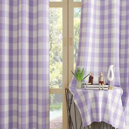 Vista 19 de UPOPO Cortinas de ventana Buffalo Check 122 cm de largo, cortinas de algodón para sala de estar, paneles de cortina a cuadros para dormitorio