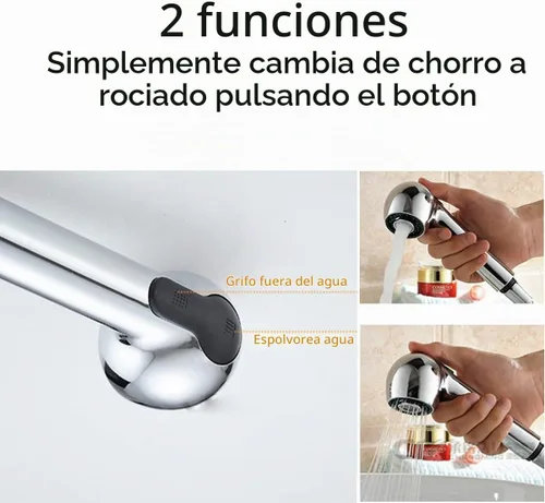 Vista 6 de Cabezal de repuesto para fregadero de cocina, 2 funciones, de níquel cepillado, color negro