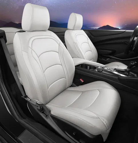 Vista 27 de Cubiertas de asiento delantero para Camaro 2010–2015 (5ª generación) LT/LS/RS/SS Cupé y Convertible – Tapicería de cuero sintético de ajuste
