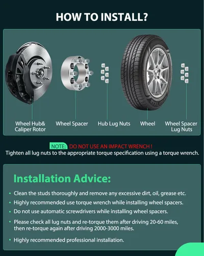 Vista 6 de SCITOO Espaciadores de rueda de 5 x 114.3 a 5 x 127, 5 lengüetas, 4 unidades, adaptadores de espaciadores de rueda de 1.25 pulgadas, 5x4.5 a 5x5