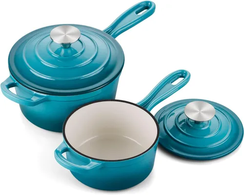 Vista 19 de Onader Enameled Cast Iron Sauce Pan, 1QT Small Saucepan with Lid, Cast Iron Sauce Pot, Enamel Dutch Oven, Nonstick & Heavy Duty – Cream White