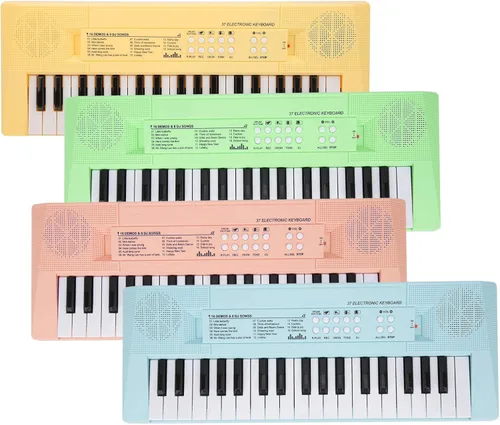 Vista 9 de Teclado electrónico colorido de 37 teclas, piano portátil multifunción con micrófono, teclado musical digital, teclado USB, piano de doble fuente