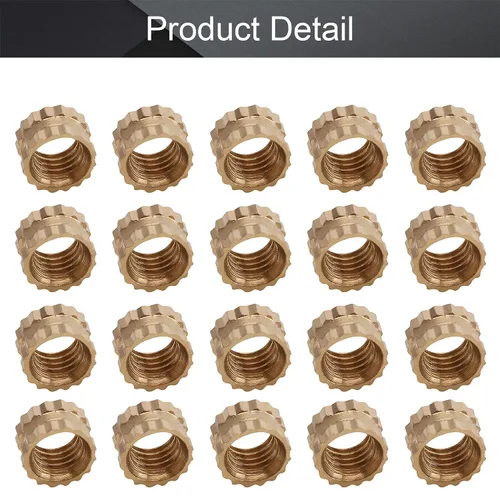 Vista 4 de Bettomshin Inserto roscado moleteado, M3 x 0.118 in L x 0.157 in OD Hembra Rosca Tuercas de Embedment Latón, Paquete de 100