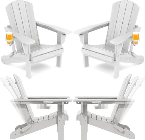 Vista 12 de SERWALL Silla Adirondack plegable, silla Adirondack para exteriores con soporte para tazas, silla Adirondack ajustable con 3 posiciones reclinables