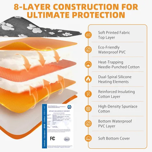 Vista 4 de Almohadilla térmica de parto para cachorros, almohadilla térmica para perros con interruptor de termostato inteligente mejorado, alfombrilla cálida