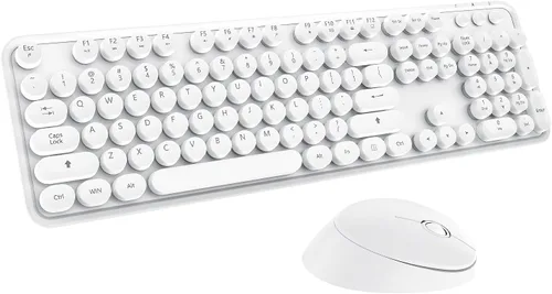 Vista 11 de Combo de teclado y mouse inalámbricos colorido - Teclado inalámbrico de 104 teclas con almohadilla numérica para PC Windows, portátil, laptop