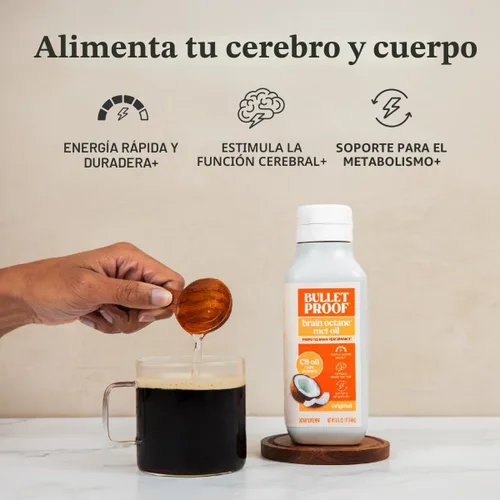 Vista 2 de Bulletproof Aceite de octano cerebral - 16 onzas - destilado de 100 por ciento de aceite de coco puro. Inodoro, insípido y fácil de agregar