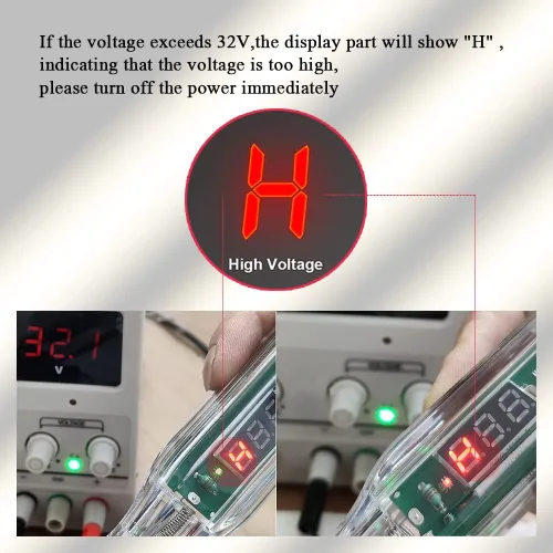 Vista 6 de Luz de prueba automotriz con pantalla digital LED de 3 a 24 V, probador de circuito automotriz con voltímetro e indicador de polaridad de doble