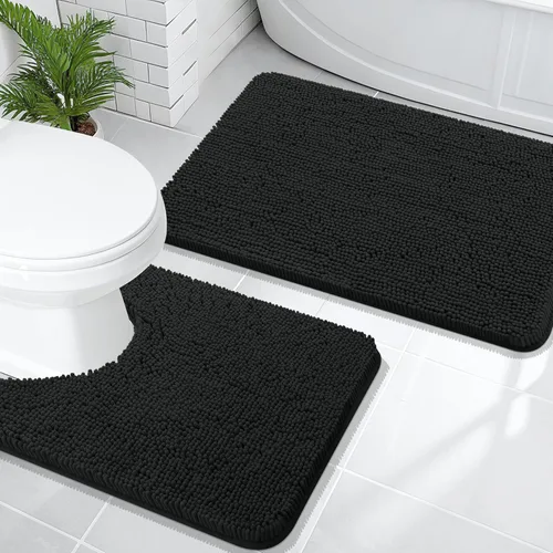 Vista 159 de OLANLY Juego de 2 alfombras de baño de felpilla suave y absorbente, antideslizantes, de secado rápido, lavables a máquina, accesorios de decoración