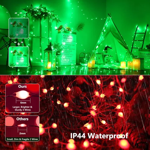 Vista 7 de Brizled - Luces de hadas que cambian de color, 66 pies / 20 metros, 200 luces LED de Navidad con control remoto, luz RGB parpadeante ajustable, luz